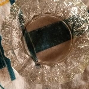 VINTAGE FNG INDONESIA 32% CUT CRYSTAL LEAD 7" ASHTRAY, HEAVY THICK GLASS.